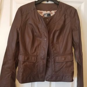 faux brown leather jacket